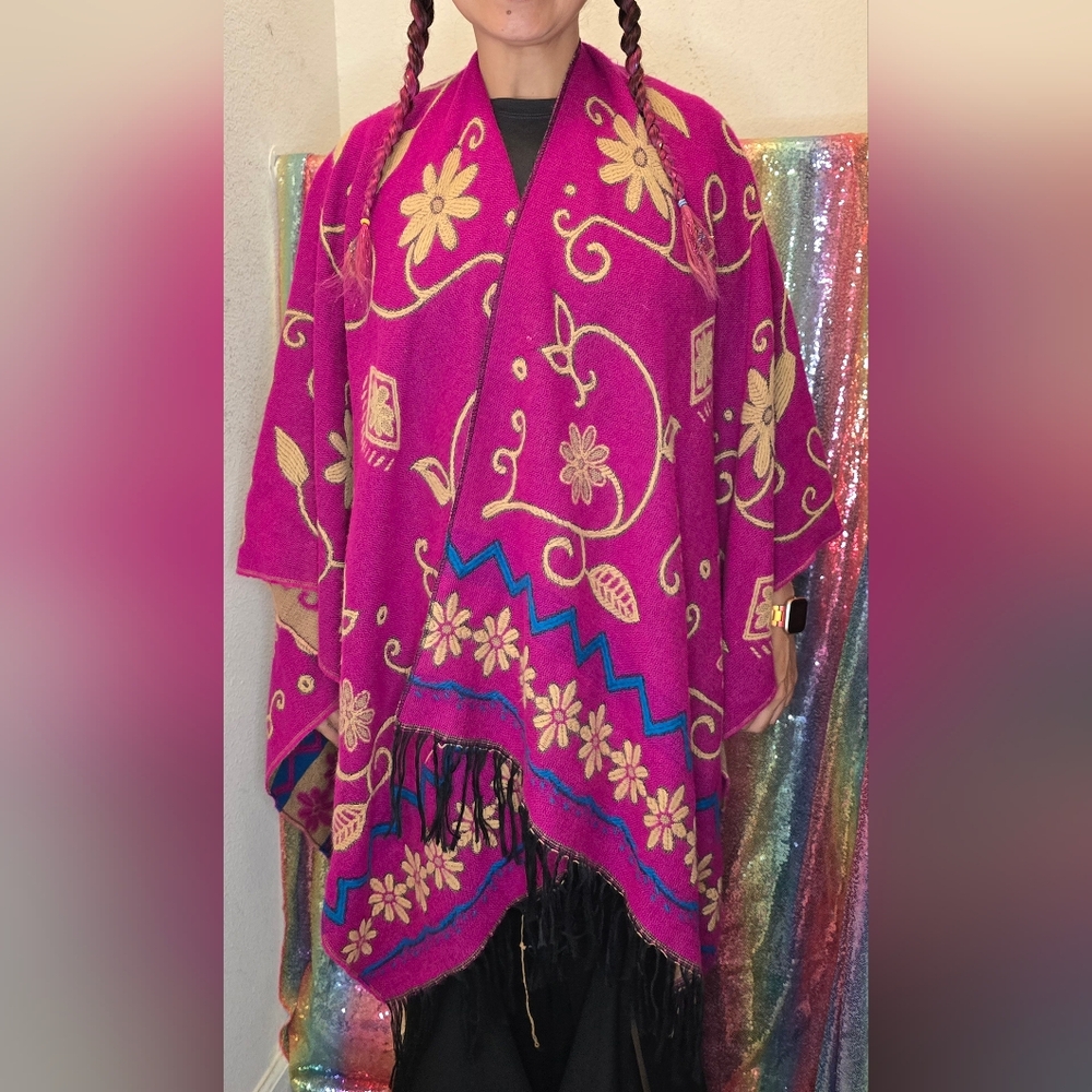Pink Tribal Print Shawl Kimono
